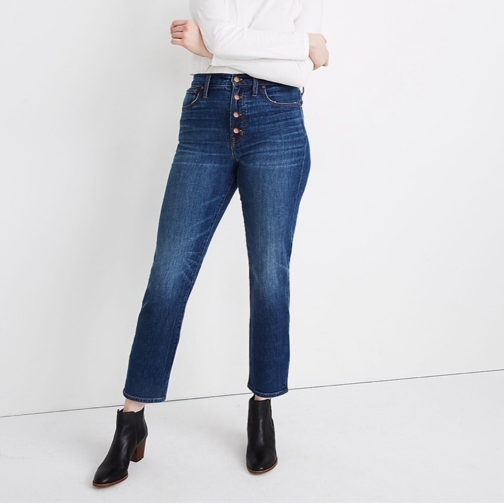Madewell The Perfect Vintage Crop Button Front High Rise Jean Barnsdale Wash 26